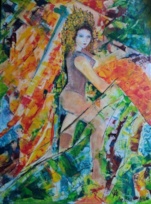 carte postale du tableau la détermination peinture à l'acrylique sur chassis avec toile en coton